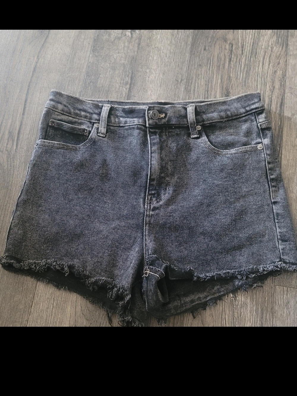Kendall & Kylie Washed Black High-Rise Cutoff Jean Shorts